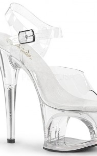 Pleaser - MOON-708 Clear Cut-Out PF Ankle Strap Sandal
