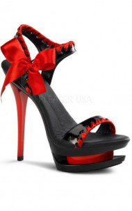 Pleaser - BLONDIE-615-BRED Black & Red Platform Sandals